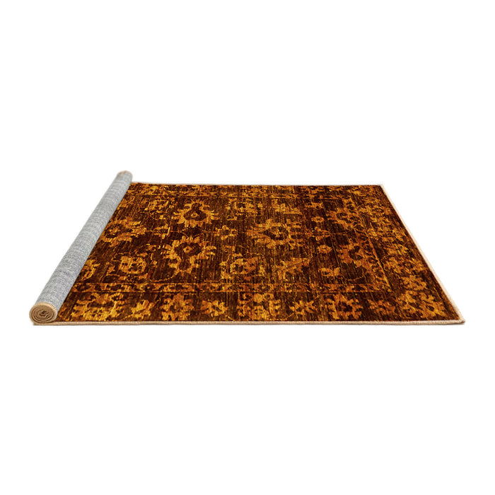 Sideview of Machine Washable Abstract Yellow Modern Rug, wshabs743yw
