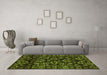 Machine Washable Abstract Green Modern Area Rugs in a Living Room,, wshabs743grn