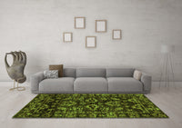 Machine Washable Abstract Green Modern Rug, wshabs743grn