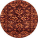 Round Machine Washable Abstract Dark Red Rug, wshabs743