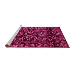 Sideview of Machine Washable Abstract Pink Modern Rug, wshabs743pnk