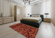 Abstract Dark Red Modern Rug in a Bedroom, abs743