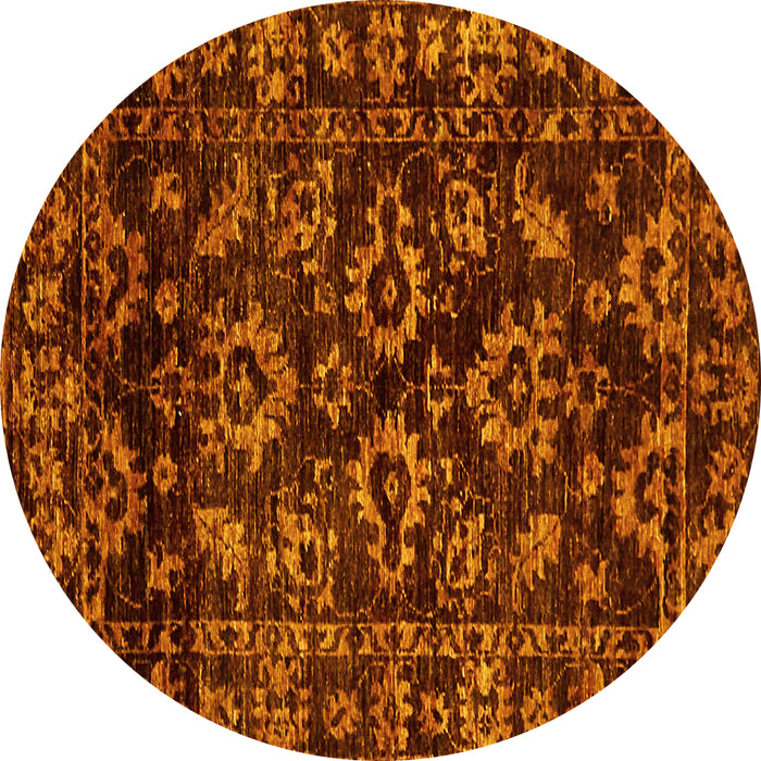 Round Abstract Yellow Modern Rug, abs743yw