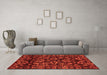 Machine Washable Abstract Orange Modern Area Rugs in a Living Room, wshabs743org