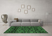 Machine Washable Abstract Emerald Green Modern Area Rugs in a Living Room,, wshabs743emgrn