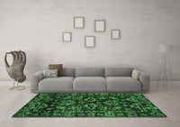 Machine Washable Abstract Emerald Green Modern Rug, wshabs743emgrn