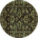 Round Abstract Turquoise Modern Rug, abs743turq