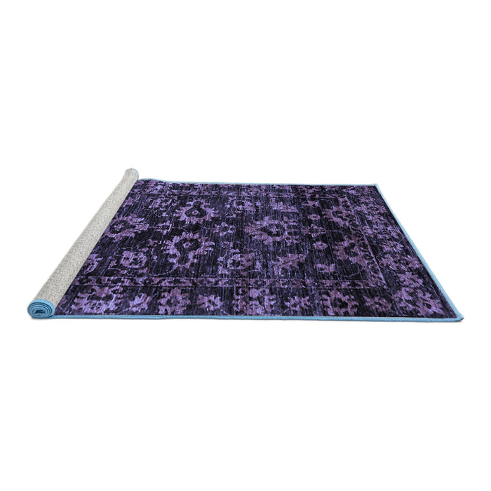 Sideview of Machine Washable Abstract Blue Modern Rug, wshabs743blu