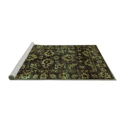 Sideview of Machine Washable Abstract Turquoise Modern Area Rugs, wshabs743turq