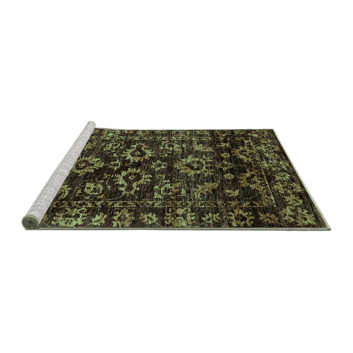 Sideview of Machine Washable Abstract Turquoise Modern Area Rugs, wshabs743turq