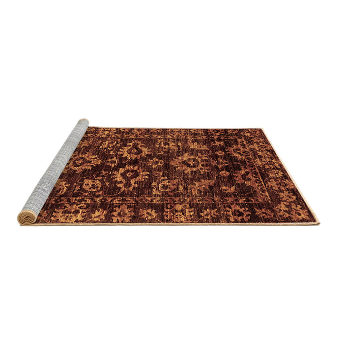 Sideview of Machine Washable Abstract Brown Modern Rug, wshabs743brn