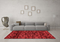 Machine Washable Abstract Red Modern Rug, wshabs743red