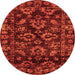 Round Machine Washable Abstract Orange Modern Area Rugs, wshabs743org