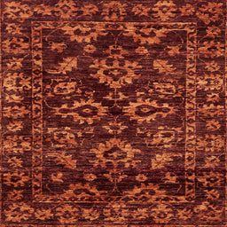 Square Machine Washable Abstract Dark Red Rug, wshabs743