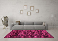 Machine Washable Abstract Pink Modern Rug, wshabs743pnk