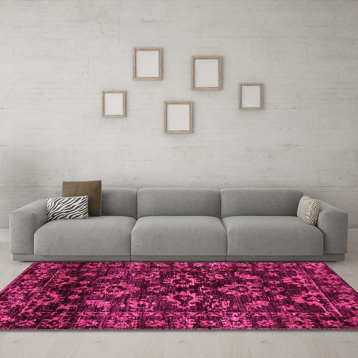 Machine Washable Abstract Pink Modern Rug in a Living Room, wshabs743pnk