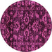 Round Machine Washable Abstract Purple Modern Area Rugs, wshabs743pur