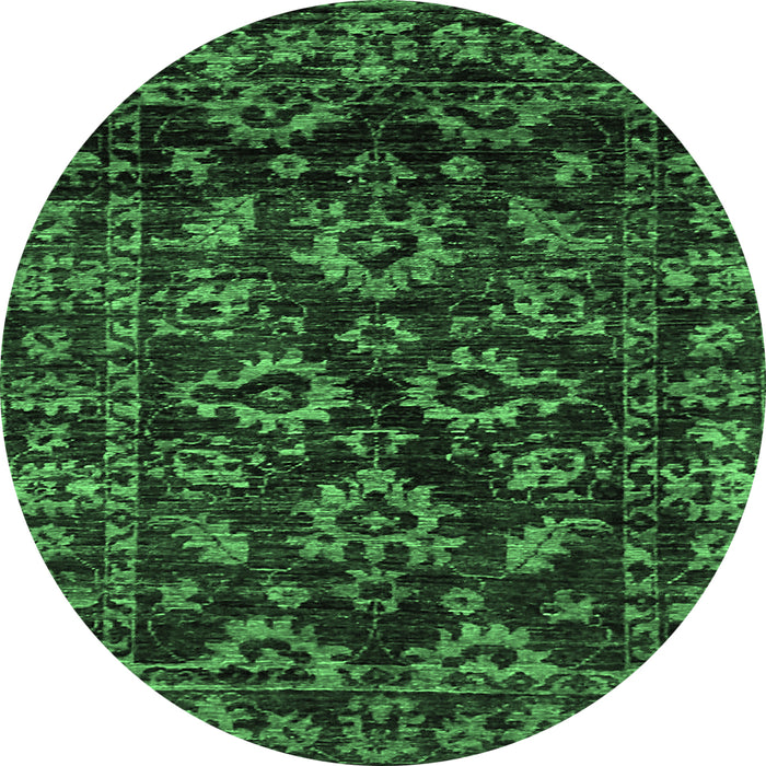 Round Abstract Emerald Green Modern Rug, abs743emgrn