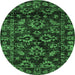 Round Abstract Emerald Green Modern Rug, abs743emgrn