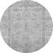 Round Machine Washable Oriental Gray Traditional Rug, wshabs744gry