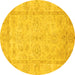 Round Oriental Yellow Traditional Rug, abs744yw