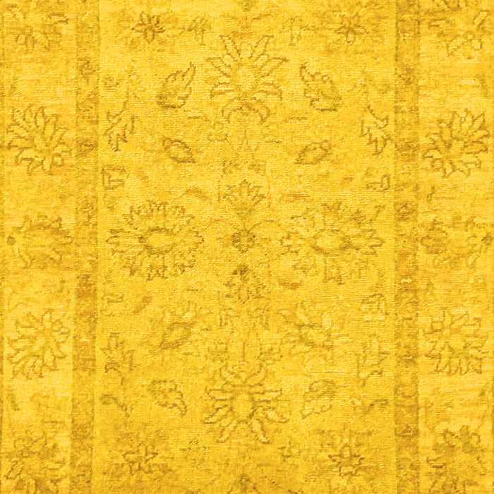 Machine Washable Oriental Yellow Traditional Rug, wshabs744yw