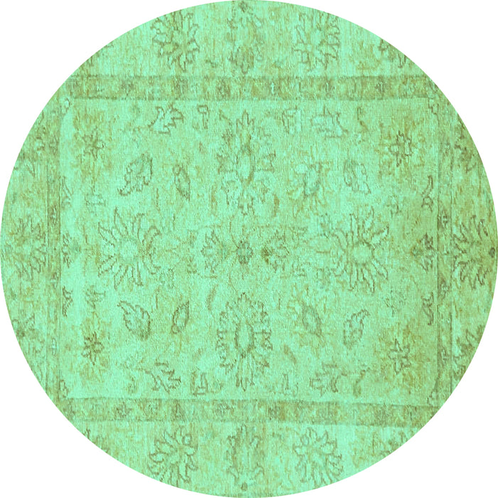 Round Oriental Turquoise Traditional Rug, abs744turq