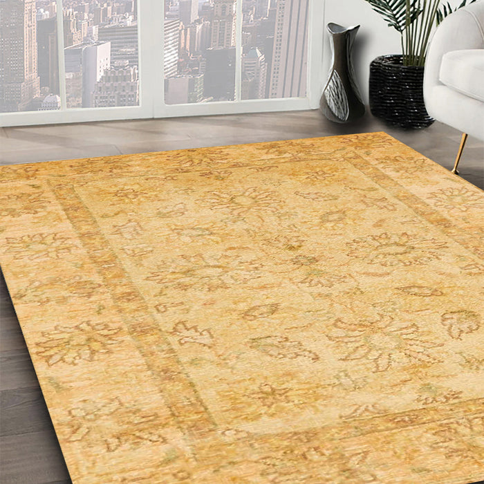 Abstract Orange Oriental Rug in Family Room, abs744