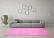 Machine Washable Oriental Pink Traditional Rug in a Living Room, wshabs744pnk