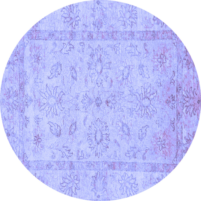 Round Oriental Blue Traditional Rug, abs744blu