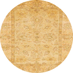 Round Abstract Orange Oriental Rug, abs744
