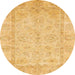 Round Abstract Orange Oriental Rug, abs744