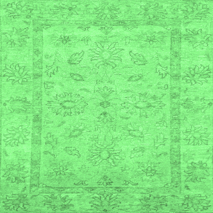 Square Machine Washable Oriental Emerald Green Traditional Area Rugs, wshabs744emgrn