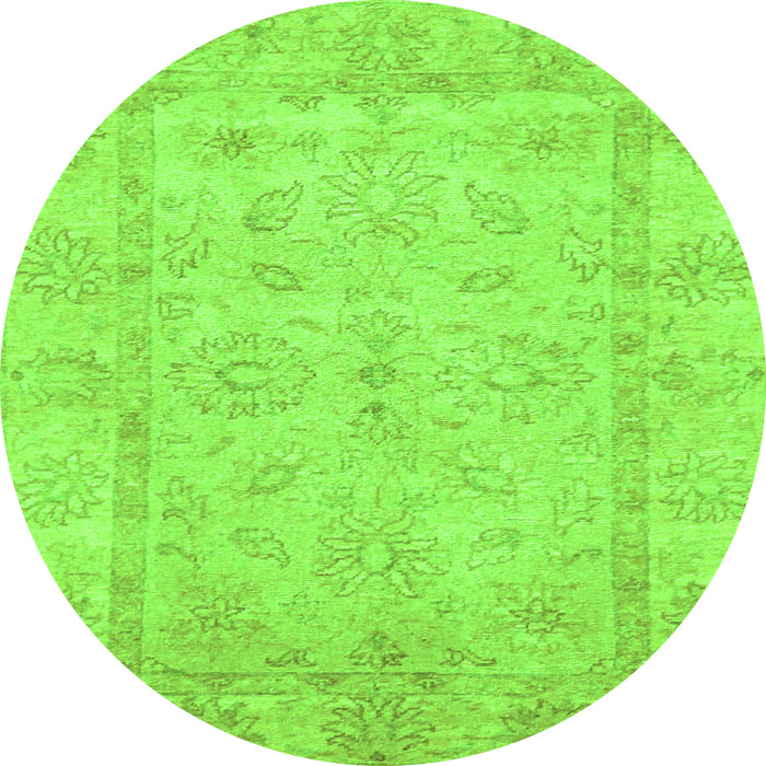 Round Oriental Green Traditional Rug, abs744grn