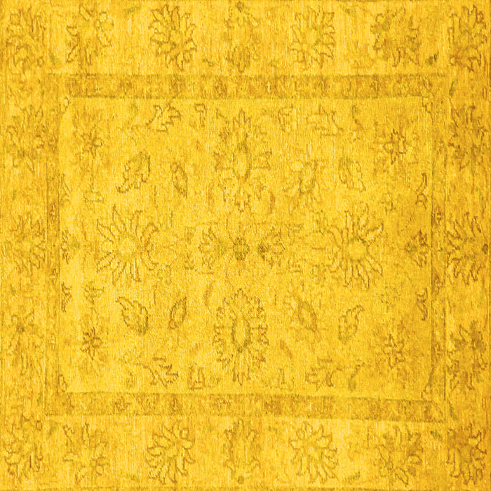 Square Oriental Yellow Traditional Rug, abs744yw