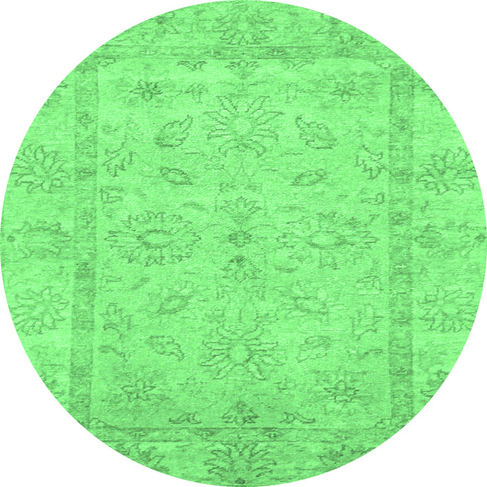 Round Oriental Emerald Green Traditional Rug, abs744emgrn