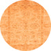 Round Oriental Orange Traditional Rug, abs744org