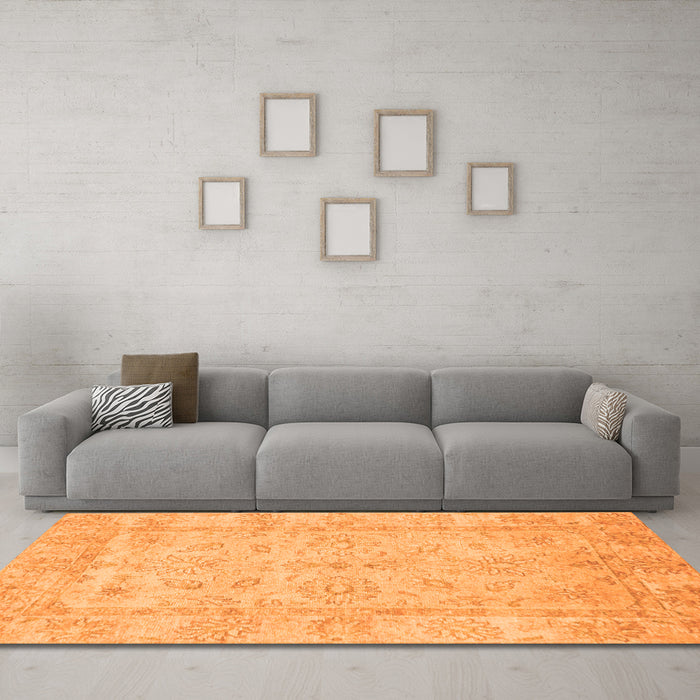 Machine Washable Oriental Orange Traditional Area Rugs in a Living Room, wshabs744org
