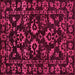 Square Machine Washable Oriental Pink Traditional Rug, wshabs745pnk