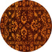 Round Machine Washable Oriental Yellow Traditional Rug, wshabs745yw