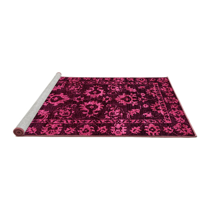 Sideview of Machine Washable Oriental Pink Traditional Rug, wshabs745pnk