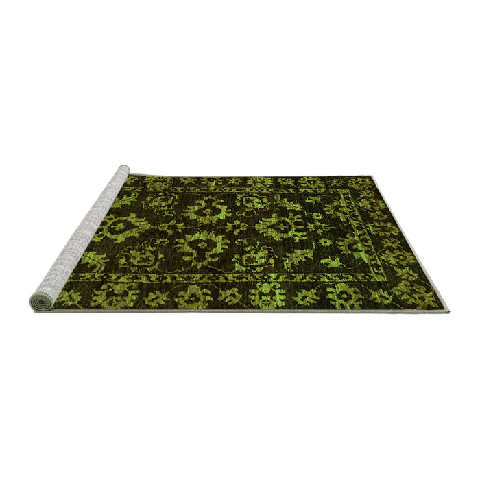 Sideview of Machine Washable Oriental Green Traditional Area Rugs, wshabs745grn