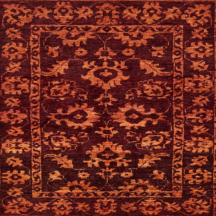 Square Abstract Dark Red Oriental Rug, abs745
