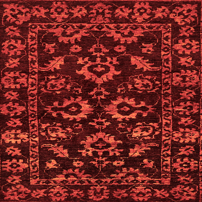 Square Machine Washable Oriental Orange Traditional Area Rugs, wshabs745org