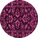 Round Machine Washable Oriental Purple Traditional Area Rugs, wshabs745pur