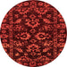 Round Machine Washable Oriental Orange Traditional Area Rugs, wshabs745org