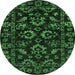 Round Oriental Emerald Green Traditional Rug, abs745emgrn