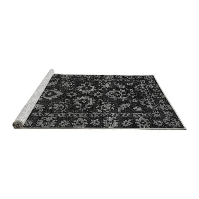 Sideview of Machine Washable Oriental Gray Traditional Rug, wshabs745gry