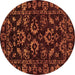 Round Machine Washable Oriental Brown Traditional Rug, wshabs745brn