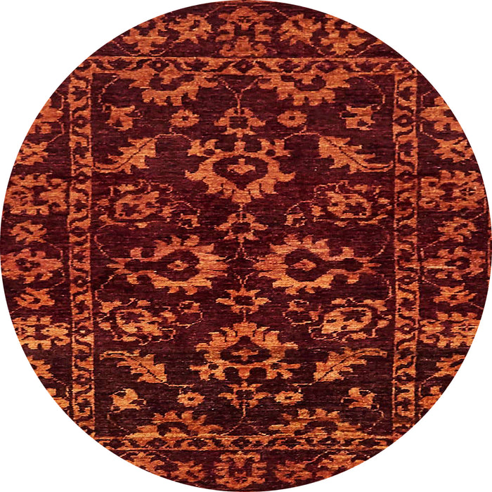 Round Abstract Dark Red Oriental Rug, abs745